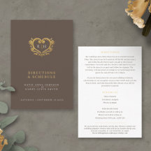 Horário do casamento do monograma Dourado