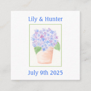 Cartão De Informações Hortênsia Floral em Aquarela Pintada à Mão