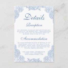 Cartão De Informações Hortênsia Moderna Poeira Azul Detalhes Florais