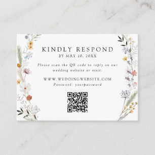 Cartão De Informações Horthy Wildflower Wedding Código QR RSVP
