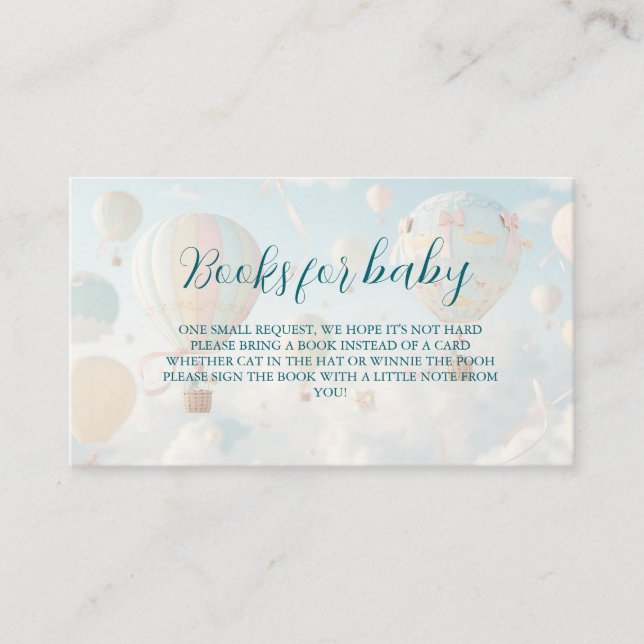 Cartão De Informações Hot air balloon Baby shower (Frente)