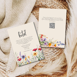Cartão De Informações Hotel Beige de Casamento de Flores Selvagem Colori