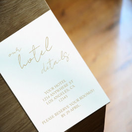 Cartão De Informações Hotel Blue Watercolor Wave Wedding