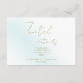 Cartão De Informações Hotel de Casamento Onda de Aquarela Azul