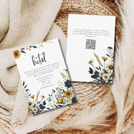 Cartão De Informações Hotel Formal de Casamento de Flores Azuis Amarelas