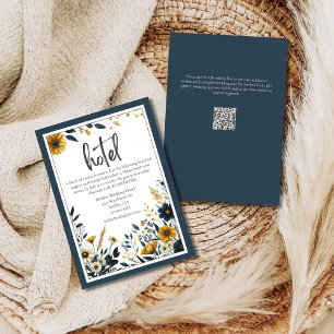 Cartão De Informações Hotel Formal Elegante de Flores Amarelas Azul