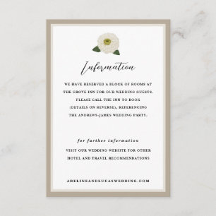 Cartão De Informações Hotel Informações de Casamento Flor de Zínia Branc