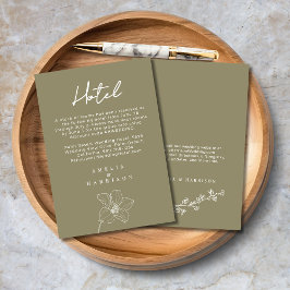 Cartão De Informações Hotel Olive Green Elegant Wedding