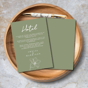 Cartão De Informações Hotel Sage Green Elegant Floral Wedding