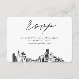 Cartão De Informações Houston Wedding Minimalist Sketch RSVP