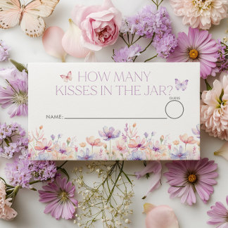 Cartão De Informações How many kisses Floral Butterfly Bridal Shower 