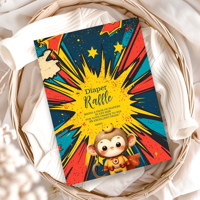 Cartão De Informações HQ Book Super Herói Boy Baby Showe Diapper Raffle (Criador carregado)