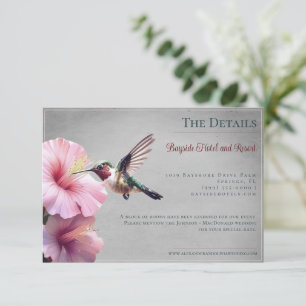 Cartão De Informações Hummingbird e Hibiscus Casamento de Cinzas
