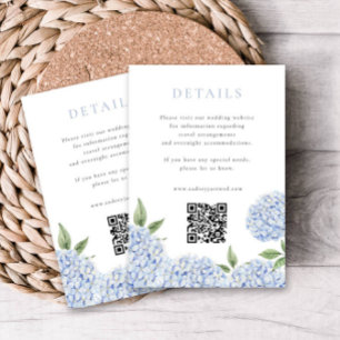 Cartão De Informações Hydrangea Azul Detalhes Modernos com Código QR, Pe