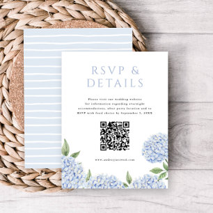 Cartão De Informações Hydrangea Blooms RSVP e Detalhes com Código QR