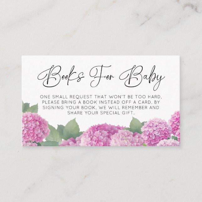 Cartão De Informações Hydrangea Chá de fraldas Livros Para Bebê (Frente)