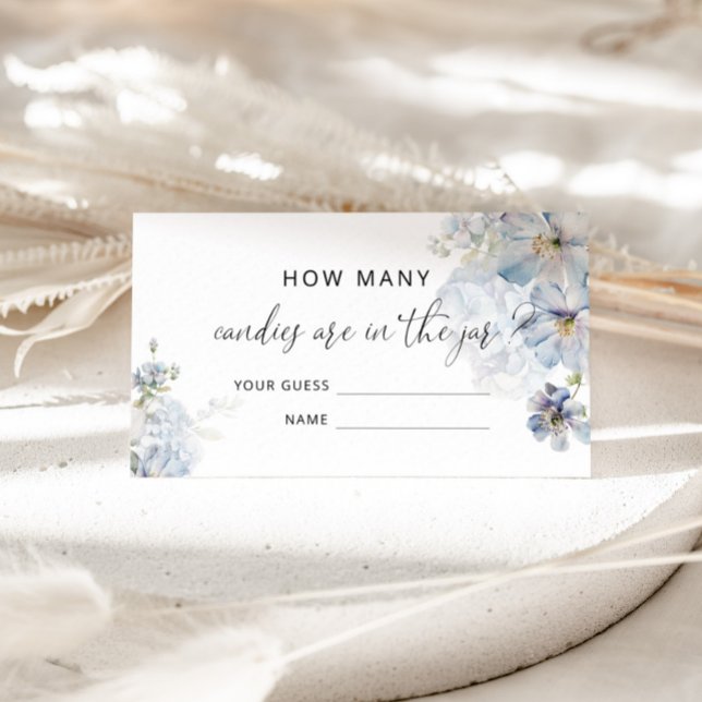 Cartão De Informações Hydrangea floral azul adivinha quantos doces (Criador carregado)