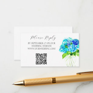 Cartão De Informações Hydrangea Watercolor Blue Flowers Casamento Floral