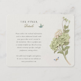 Cartão De Informações Hydrangea Weding Information Card Vintage