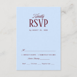 Cartão De Informações Ice Blue and Burgundy Wedding Response