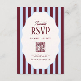 Cartão De Informações Ice Blue and Burgundy Wedding RSVP