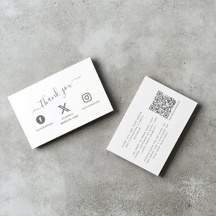 Cartão De Informações Ícones de mídia social Código QR obrigado que você