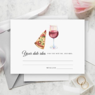 Cartão De Informações Ideias de chá de noiva de pizza e vinho para noite