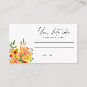 Cartão De Informações Ideias de noite de data em aquarela floral \ Pote 