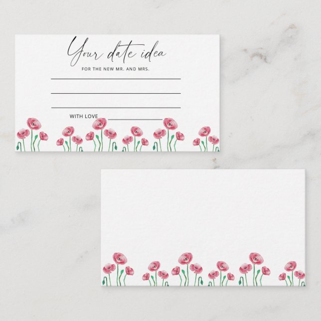 Cartão De Informações Ideias de noite de data em aquarela floral \ Pote  (Frente/Verso)