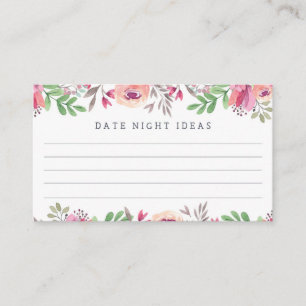 Cartão De Informações Ideias florais da noite da data da aguarela