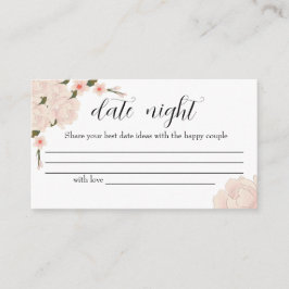 Cartão De Informações Ideias noturnas de Data Floral Rosa Elegante. Data