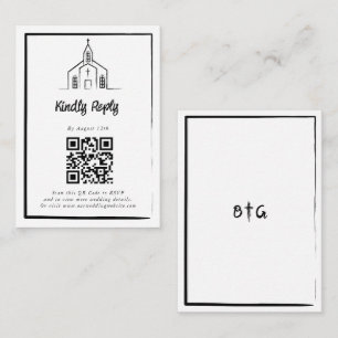 Cartão De Informações Igreja Desenhada à Mão Casamento Tradicional Capri