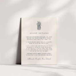 Cartão De Informações Ilha Vintage Pineapple Weding Guest Information