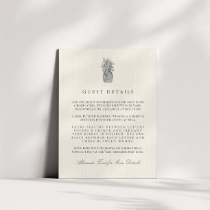 Cartão De Informações Ilha Vintage Pineapple Weding Guest Information