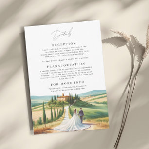 Cartão De Informações Ilustração de Aquarela da Toscana Casamento de Sky
