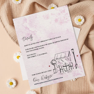 Cartão De Informações Ilustração de Café Elegante Detalhes do Casamento