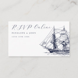 Cartão De Informações Ilustração de Navio Náutico Elegante Site de Casam