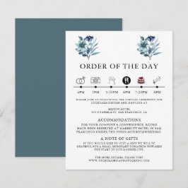 Cartão De Informações ilustração em aquarela rústica de buquê floral azu