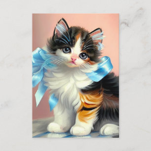 Cartão De Informações Ilustração Vintage Calico Kitten