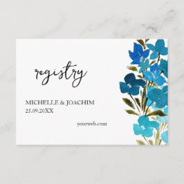 Cartão De Informações Indígena elegante Turquesa Azul Aquarela Floral