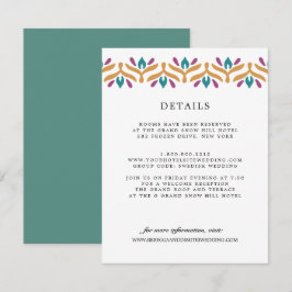 Cartão De Informações índio Art Jade Green WEDDING Detalhes do Convidado