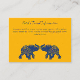 Cartão De Informações Índio - Elefantes Pensados no Casamento Real Azul