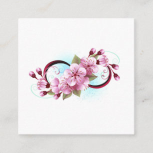 Cartão De Informações Infinidade com Flores de Flor Sakura