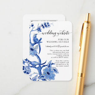 Cartão De Informações Influência Asiática Chinoiserie Blue QR Detalhes