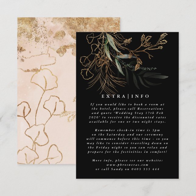 Cartão De Informações INFO MODERN ABSTRATO Botânico Eucalyptus ONYX (Frente/Verso)