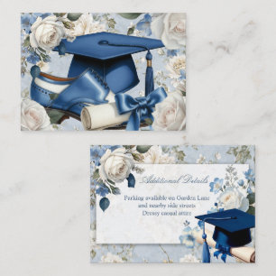 Cartão De Informações Informações Adicionais da Formatura Azul e Branco