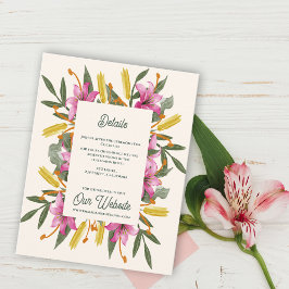 Cartão De Informações Informações de Casamento Botânico Lírio Rosa Claro