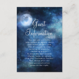 Cartão De Informações Informações de Casamento Celestial da Lua Cheia do