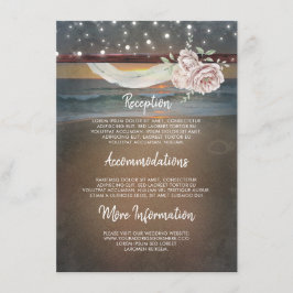 Cartão De Informações Informações de Casamento Cena do Pôr do Sol na Pra