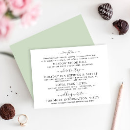 Cartão De Informações Informações de Casamento com Caligrafia Preta Eleg